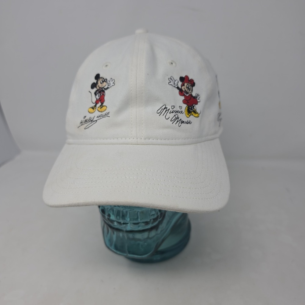 Disney Parks Mickey Minnie Pluto Goofy Donald Autograph Adult Beige Hat